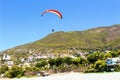 Paraglider landing in a special zone at Cleopatra Beach in Alanya Turkey