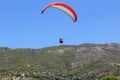 Paraglider landing in a special zone at Cleopatra Beach in Alanya Turkey