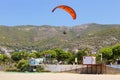 Paraglider landing in a special zone at Cleopatra Beach in Alanya Turkey Royalty Free Stock Photo