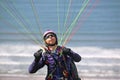 Paraglider launching above Rhossili