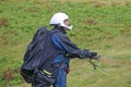 Paraglider launching at Rhossili, Wales