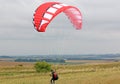 Paraglider launching at Milk Hill, Wiltshire Royalty Free Stock Photo