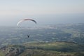 Paraglider man above Atlantic coast Royalty Free Stock Photo