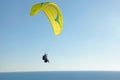 Paraglider on Mediterranean sea coast, Netanya beach, Israel.