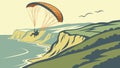 Paraglider Over Cliffs with Distant Ocean View, vector design Generative AI Royalty Free Stock Photo