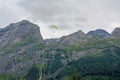 Paraglider over the mountains in the French Alps