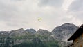 Paraglider over the mountains in the French Alps