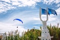 Paraglider over Punta del Este, the Atlantic Coast, Uruguay