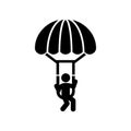 Paraglider parachute jump icon simple flat illustration