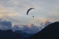 Paraglider pilot enjoys sunset flight Royalty Free Stock Photo