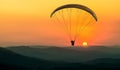 Paraglider pilot fly in sky on beauty nature mountain landscape