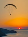 Paraglider pilot fly in sky on beauty nature mountain and sea landscape