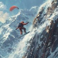 Paraglider skydiving in the mountains. Extreme sport concept Royalty Free Stock Photo