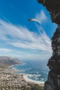 Paraglider Soaring High Above Ocean Vista