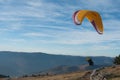 Paraglider takes off