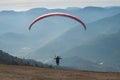 Paraglider takes off