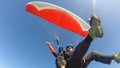 Paraglider tandem from below Royalty Free Stock Photo