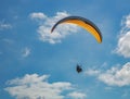 Paraglider tandem flying above Mediterranean near Arsuf coast Royalty Free Stock Photo