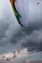 The paraglider under the thunderclouds