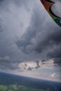 The paraglider under the thunderclouds