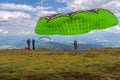 Paraglider waiting on the mountain Royalty Free Stock Photo