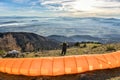 Paraglider is waiting for the right wind Royalty Free Stock Photo