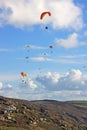 Paragliders above Freathy Royalty Free Stock Photo