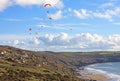 Paragliders above Whitsand Bay Royalty Free Stock Photo