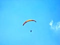 Paragliders on the Alpstein mountain range and above the Appenzellerland region Royalty Free Stock Photo