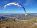 Paragliders at Cenes in the Sierra Nevada, Spain Royalty Free Stock Photo
