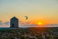 Paragliders landing on the Kite beach, Lefkada, Greece Royalty Free Stock Photo