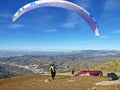 Paragliders at Cenes in the Sierra Nevada, Spain Royalty Free Stock Photo