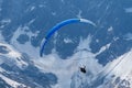 Paragliders looking for thermals amongst the snow caps of the Monte Blanc Massif, Chamonix, Royalty Free Stock Photo