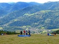 Paragliders at the Markstein in the Vosges mountains, France