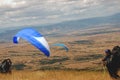 Paragliders in the preparation for start