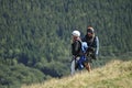 Paragliders preparing for takeoff at the summit of Puy de Dome