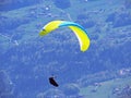 Paragliders in the sky above the Churfirsten mountain range and Seeztal subalpine valley, Walenstadtberg - Canton of St. Gallen Royalty Free Stock Photo