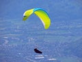 Paragliders in the sky above the Churfirsten mountain range and Seeztal subalpine valley, Walenstadtberg - Canton of St. Gallen Royalty Free Stock Photo