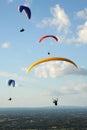 Paragliders in the sky above the South Downs