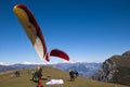 Paragliders at the top of Monte Baldo Royalty Free Stock Photo