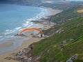 Paragliders at Whitsand Bay, Cornwall Royalty Free Stock Photo