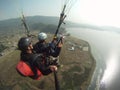 Paragliding above fewa lake