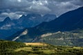 Paragliding above Saint Vincent Les Forts. Alps, France