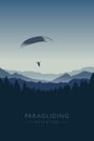 Paragliding adventure on blue mountain background Royalty Free Stock Photo