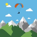 paragliding adventure over sunny mountain peaks Royalty Free Stock Photo