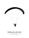 paragliding adventure paraglider silhouette isolated on white