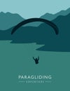 paragliding adventure paraglider silhouette on mountain and see landscape