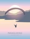 paragliding adventure paraglider silhouette on mountain and see landscape