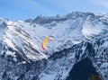 Paragliding in alps mountains Royalty Free Stock Photo