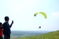 Paragliding athletes while competing in the national championship